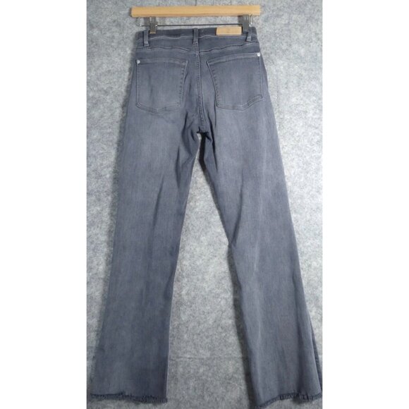 7 For All Mankind 26 Jeans High Waist Slim Kick Frayed Hem Gray - Picture 2 of 11